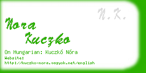 nora kuczko business card